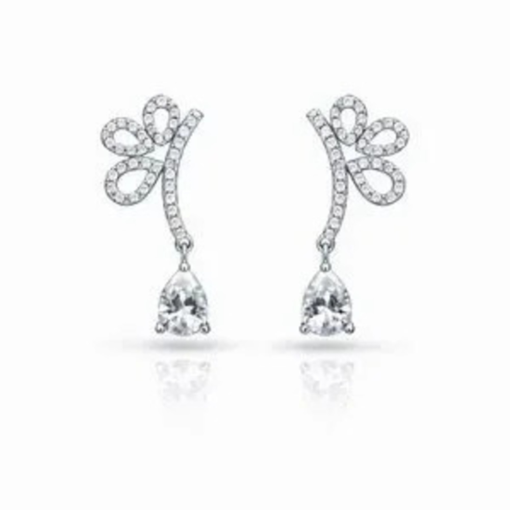 Elegant Silver Crystal Drop Earrings